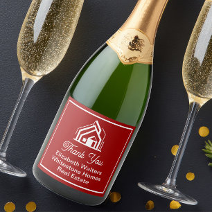 Étiquettes Pour Bouteilles De Vin Mousseux Société immobilière rouge Realtor personnalisé