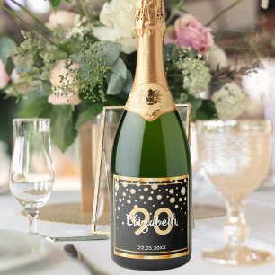 Étiquettes Pour Bouteilles De Vin Mousseux Soirée de 90e anniversaire diamants parties scinti