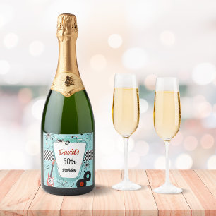 Étiquettes Pour Bouteilles De Vin Mousseux Soirée Rétro des Années 1950