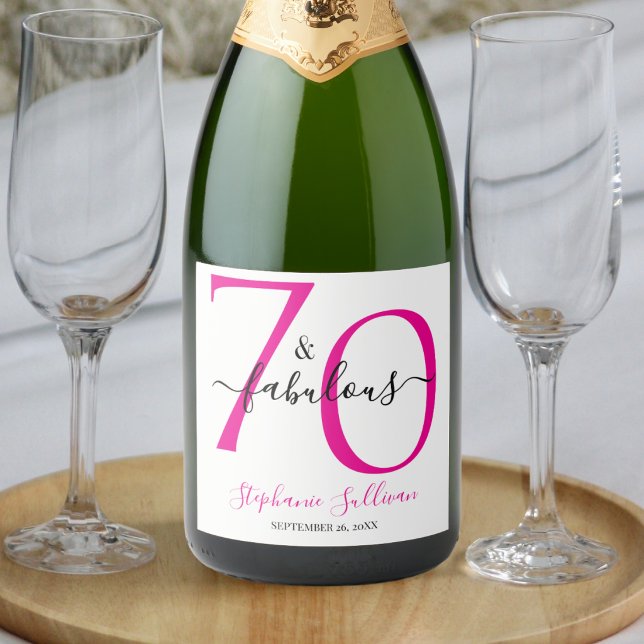 Étiquettes Pour Bouteilles De Vin Mousseux Soixante-dix ans et Fabuleux Fête d'anniversaire r (Créateur téléchargé)