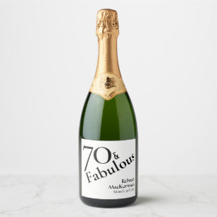 Étiquettes Pour Bouteilles De Vin Mousseux Soixante-dix & Fabuleux 70 Élégant Fête d'annivers