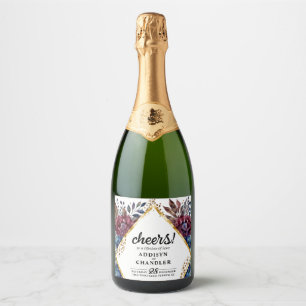 Étiquettes Pour Bouteilles De Vin Mousseux Sophistication stupéfiante Mariage de pivoine à bi