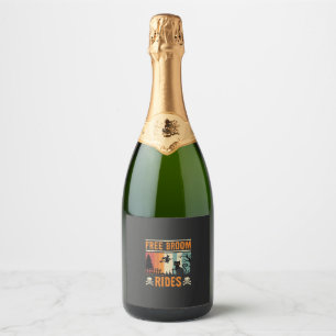 Étiquettes Pour Bouteilles De Vin Mousseux Sorcière Chat de Rides de Balai Gratuits Halloween