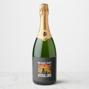 Étiquettes Pour Bouteilles De Vin Mousseux Spécial Chat Noir Halloween Amour Design Gothique