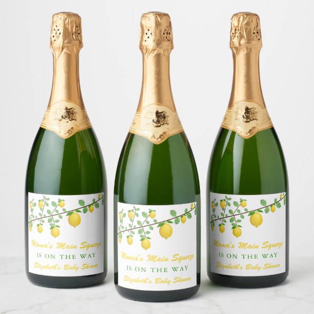 Étiquettes Pour Bouteilles De Vin Mousseux Squeeze Lemon principal Baby shower neutre pour le (Bouteilles)