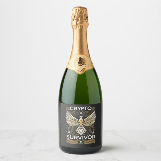 Étiquettes Pour Bouteilles De Vin Mousseux Survivant de Crypto (Devant)