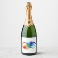 Symbole d'infini avec plume arc-en-ciel