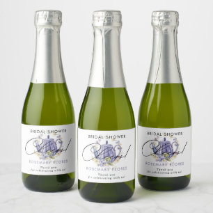 Étiquettes Pour Bouteilles De Vin Mousseux Tasse à thé violette aquarelle Cheers Réception de