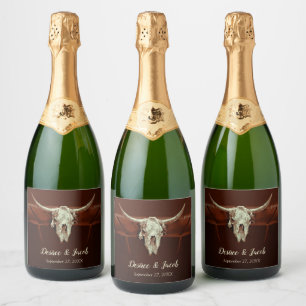 Étiquettes Pour Bouteilles De Vin Mousseux Taureau Mariage Russe Brown Pays Ouest