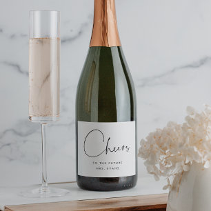 Étiquettes Pour Bouteilles De Vin Mousseux Tchin Tchin Minimaliste à la Future Mme Réception