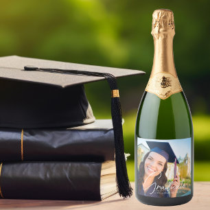 Étiquettes Pour Bouteilles De Vin Mousseux Tendance Graduation Photo Parti personnalisé