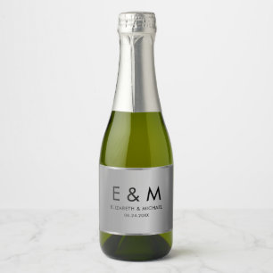 Étiquettes Pour Bouteilles De Vin Mousseux Texte de Glamour pour Sauvegarder la Date Monogram