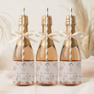 Étiquettes Pour Bouteilles De Vin Mousseux Thème Café Beige Café Bébé En Route Baby Shower