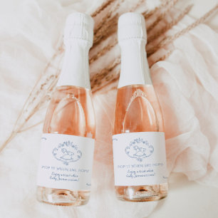 Étiquettes Pour Bouteilles De Vin Mousseux Toile de jouy Vintage cadre Pop it when it pops