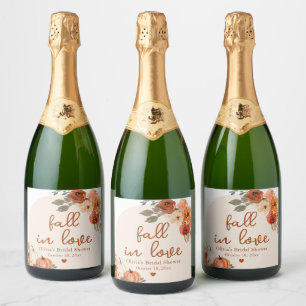 Étiquettes Pour Bouteilles De Vin Mousseux Tomber dans l'amour Terracotta Citrouille Fête des