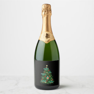 Étiquettes Pour Bouteilles De Vin Mousseux Tortue de mer Arbre de Noël