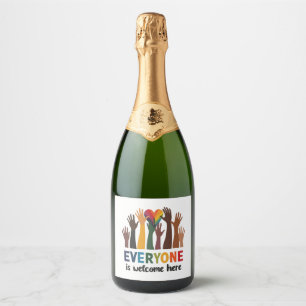 Étiquettes Pour Bouteilles De Vin Mousseux Tout Le Monde Est Le Bienvenu Ici Enseignant Idaho