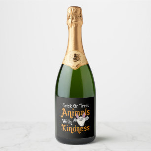 Étiquettes Pour Bouteilles De Vin Mousseux Trick Ou Traiter Les Animaux Avec Douceur - Hallow