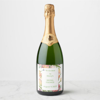 Étiquettes Pour Bouteilles De Vin Mousseux Tulipes élégantes à l'aquarelle