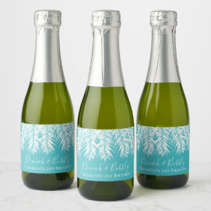 Étiquettes Pour Bouteilles De Vin Mousseux Turquoise 21e anniversaire Mini