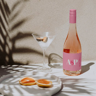 Étiquettes Pour Bouteilles De Vin Mousseux Typographie rose et blanche audacieuse Saint Valen