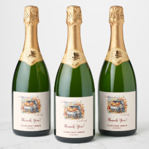 Étiquettes Pour Bouteilles De Vin Mousseux Un Baby shower Automne Un Peu Citrouille   Neutre 