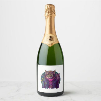 Étiquettes Pour Bouteilles De Vin Mousseux Un chat et un hibou