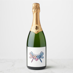 Étiquettes Pour Bouteilles De Vin Mousseux Un couple de libellules amoureux de l'animal Saint