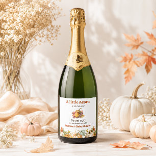 Étiquettes Pour Bouteilles De Vin Mousseux Un Petit Gland Est En Route Fête Prénatale D'autom