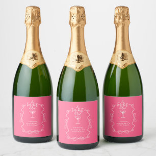 Étiquettes Pour Bouteilles De Vin Mousseux Un peu plus vieux Anniversaire au martini rose des