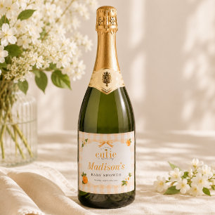 Étiquettes Pour Bouteilles De Vin Mousseux Une Fête de Bébé Neutre Fleur d'Oranger Mignonne
