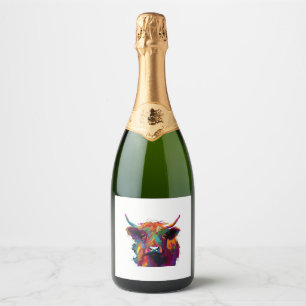 Étiquettes Pour Bouteilles De Vin Mousseux Vache, vache, vache, art de la vache des hautes te