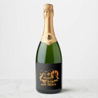 Étiquettes Pour Bouteilles De Vin Mousseux Vecteur Halloween