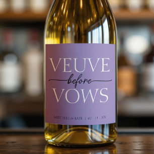 Étiquettes Pour Bouteilles De Vin Mousseux Veuve Avant Vows Lavande Fête des mariées violet