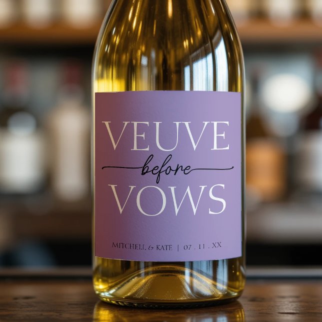 Étiquettes Pour Bouteilles De Vin Mousseux Veuve Avant Vows Lavande Fête des mariées violet (Veuve Before Vows Lavender Purple Bridal Shower Sparkling Wine Label
)