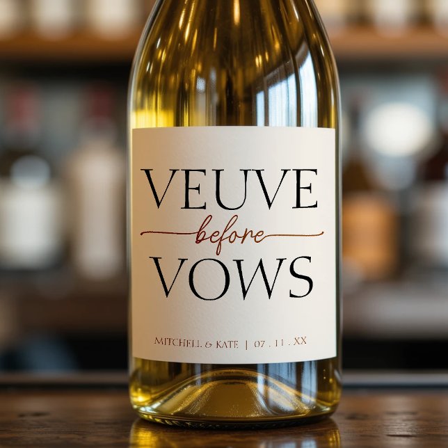 Étiquettes Pour Bouteilles De Vin Mousseux Veuve Avant Vows Tan Fête des mariées Brown (Veuve Before Vows Tan Brown Bridal Shower Sparkling Wine Label
)