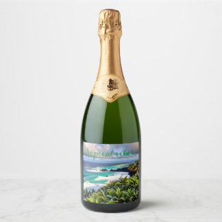 Étiquettes Pour Bouteilles De Vin Mousseux Vibes tropicales