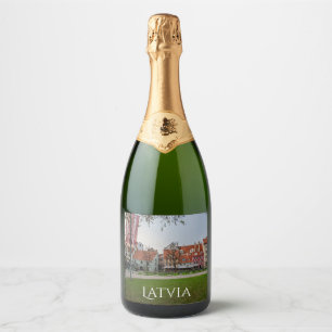 Étiquettes Pour Bouteilles De Vin Mousseux Vieille ville de Riga en automne