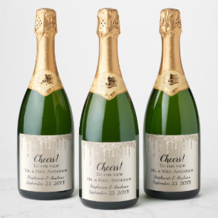Étiquettes Pour Bouteilles De Vin Mousseux Vin mousseux personnalisé avec strass qui dégoulin