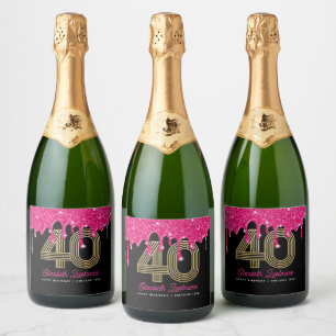 Étiquettes Pour Bouteilles De Vin Mousseux Vin pétillant scintillant 40e anniversaire Dégouli