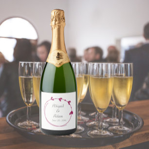 Étiquettes Pour Bouteilles De Vin Mousseux Vin Rouge simple coeur Mariage de couronne