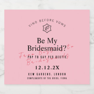 Étiquettes Pour Bouteilles De Vin Mousseux Vino personnalisé avant Vows Rose inspiré