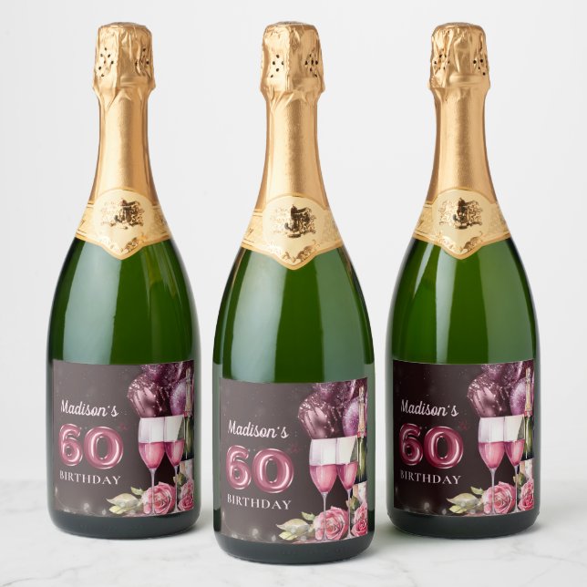 Étiquettes Pour Bouteilles De Vin Mousseux Vins et ballons de luxe 60e anniversaire (Bouteilles)