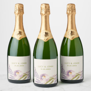 Étiquettes Pour Bouteilles De Vin Mousseux Vintage Floral Wreath Wedding Favor Tags Lavender