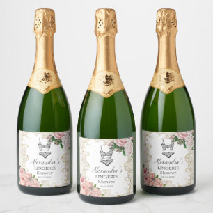 Étiquettes Pour Bouteilles De Vin Mousseux Vintage Rose Lingerie Fête des mariées Favoriser
