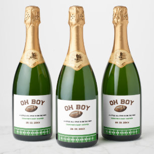 Étiquettes Pour Bouteilles De Vin Mousseux Watercolor Sport Football Baby shower