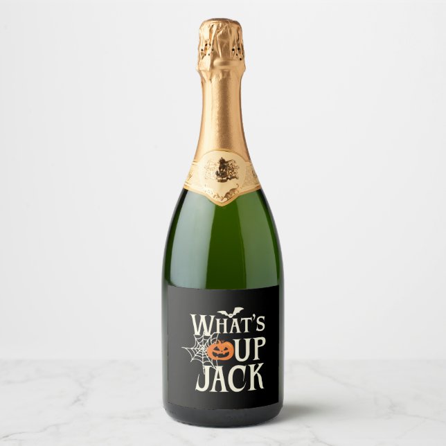 Étiquettes Pour Bouteilles De Vin Mousseux What's Up Jack Halloween (Devant)