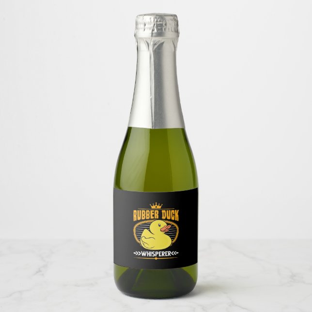 Étiquettes Pour Bouteilles De Vin Mousseux Whisperer Canards en caoutchouc (Devant)