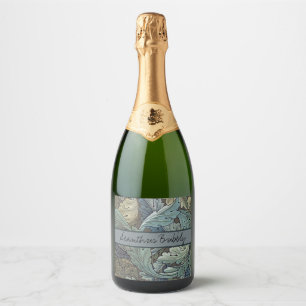 Étiquettes Pour Bouteilles De Vin Mousseux William Morris Acanthus Sage Flower Floral Botaniq