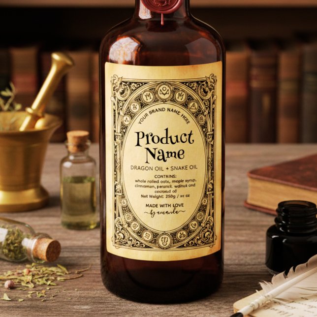 Étiquettes Pour Bouteilles De Vin Mystical Vertical Elixirs Apothecary Style Labels (Créateur téléchargé)